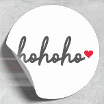 Ho Ho Ho | Christmas Heart Modern Minimalist Classic Round Sticker<br><div class="desc">Modern,  minimalist sticker with "ho ho ho" in script handwriting style typography in off black followed by a cute red love heart. The perfect gift or accessory with a super festive christmas feel for the holiday season for the ones you love!</div>
