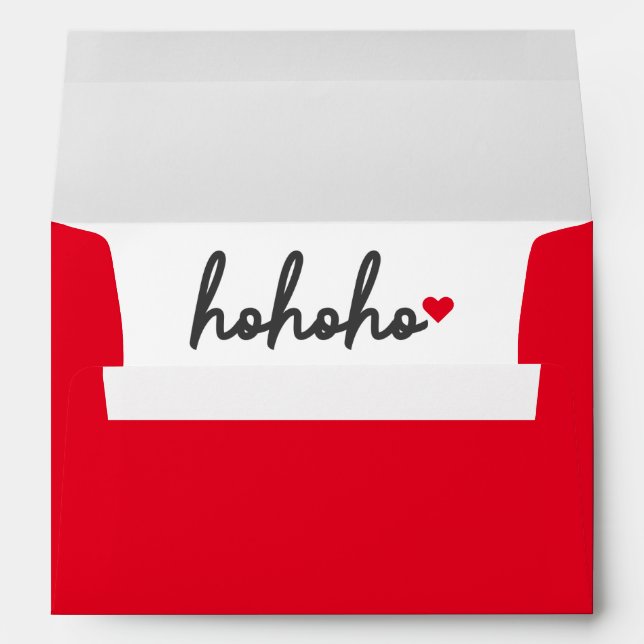 Ho Ho Ho | Christmas Heart Modern Minimalist Envelope (Back (Bottom))