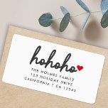 Ho Ho Ho | Christmas Heart Return Address Label<br><div class="desc">Modern,  minimalist holiday return address label with "ho ho ho" in script handwriting style typography followed by a red heart. The name and address can easily be personalized for a personal touch.</div>