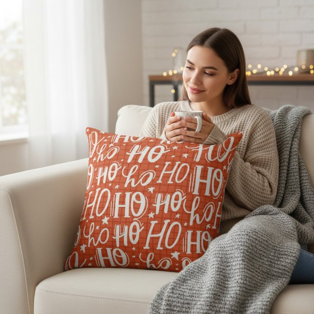 Ho Ho Ho Christmas Holiday Chic Modern Throw Pillow (Creator Uploaded)