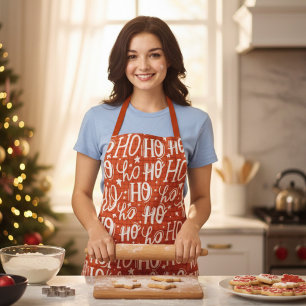 Ho Ho Ho Christmas Holiday Chic Modern Typography Apron