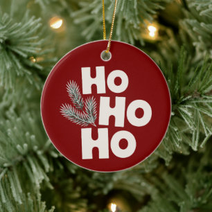 Ho Ho Ho Christmas Holiday Gifts Seasonal  Ceramic Ornament