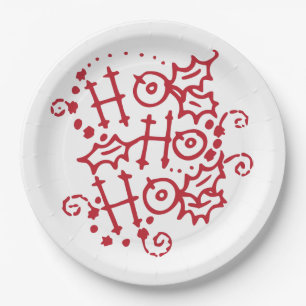 Ho Ho HO Christmas Holiday Paper Plates