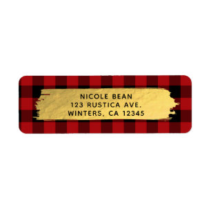 HO HO HO Christmas Holiday Red Buffalo Plaid Gold