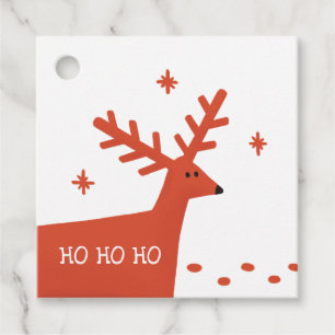 Ho Ho Ho Christmas Holiday   Red Woodland Reindeer Favour Tags