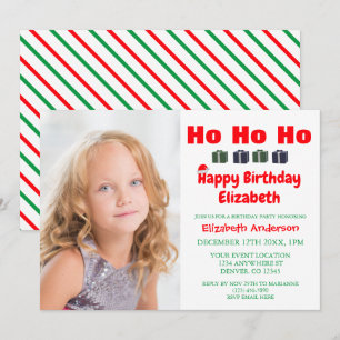 Ho Ho Ho Christmas Kids Birthday Invitation