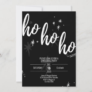 Ho Ho Ho Christmas Party Invitation Modern Black