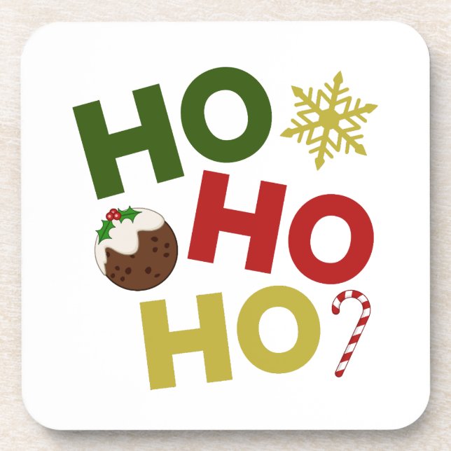 HO HO HO+Christmas Pudding, Candy, Snowflake Coaster (Front)