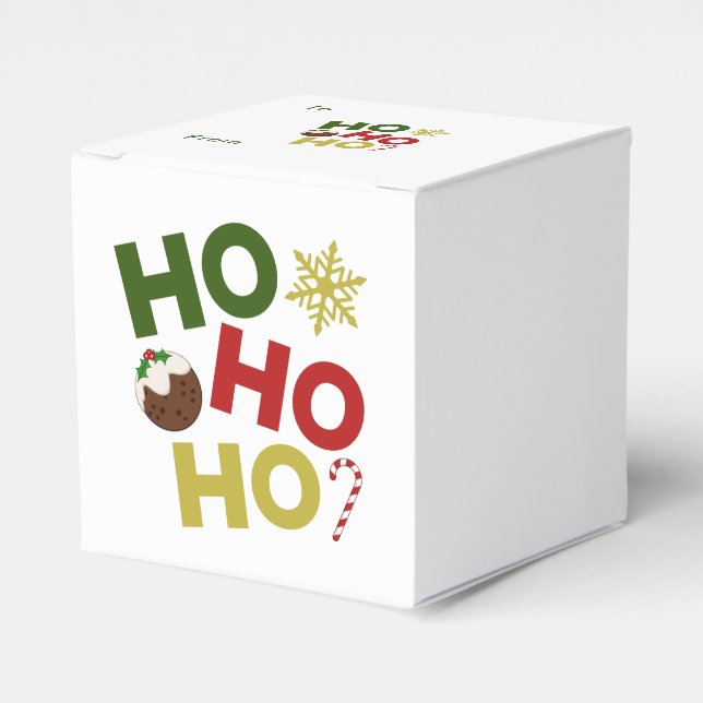 HO HO HO+Christmas Pudding, Candy, Snowflake Favor Box (Front Side)