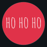 Ho Ho Ho Christmas | Red Cozy Holiday Santa Claus Classic Round Sticker<br><div class="desc">Celebrate the holiday season with this cheerful round Christmas sticker featuring “Ho Ho Ho” in a playful handwritten font on a vibrant red background. Perfect for decorating gifts, sealing envelopes, personalizing holiday cards, scrapbooks, planners, or party favours. This versatile sticker adds a cozy and festive touch to any holiday celebration...</div>