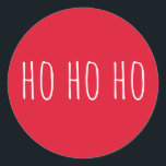 Ho Ho Ho Christmas | Red Cozy Holiday Santa Claus Classic Round Sticker<br><div class="desc">Celebrate the holiday season with this cheerful round Christmas sticker featuring “Ho Ho Ho” in a playful handwritten font on a vibrant red background. Perfect for decorating gifts, sealing envelopes, personalizing holiday cards, scrapbooks, planners, or party favours. This versatile sticker adds a cozy and festive touch to any holiday celebration...</div>
