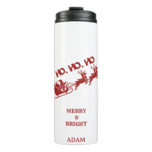 HO.HO.HO Christmas Santa Sleigh With Reindeer Thermal Tumbler
