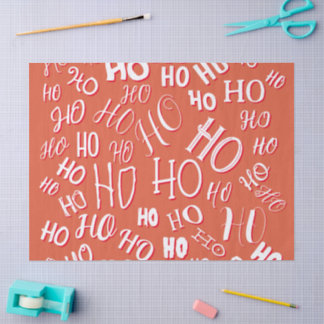 HO HO HO Christmas text pattern white red Tissue Paper
