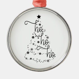 Ho Ho Ho Christmas Tree Snowflake Metal Ornament