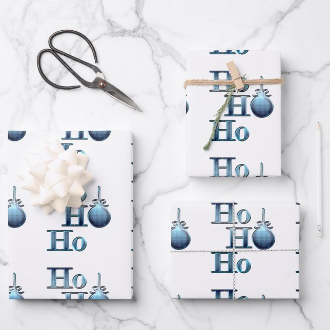 Ho! Ho! Ho! Christmas Word Art Wrapping Paper Sheet (Front)