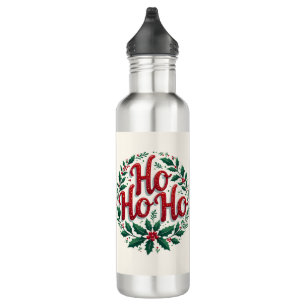 Ho Ho Ho Christmas Wreath Typography Design 710 Ml Water Bottle