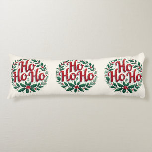 Ho Ho Ho Christmas Wreath Typography Design Body Pillow