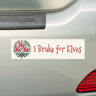 Ho Ho Ho Christmas Wreath Typography Design Bumper Sticker