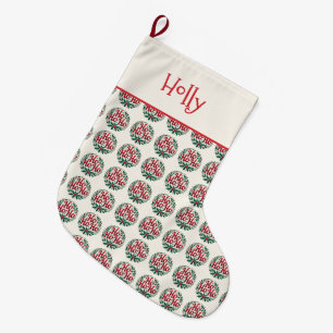 Ho Ho Ho Christmas Wreath Typography Design Large Christmas Stocking