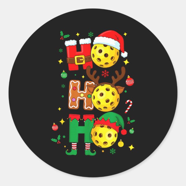 Ho Ho Ho Ckleball Christmas, Funny Paddle Players  Classic Round Sticker (Front)