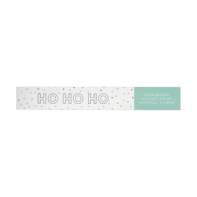 Ho Ho Ho Colourful Confetti Dots Holiday II Wrap Around Label (Individual)