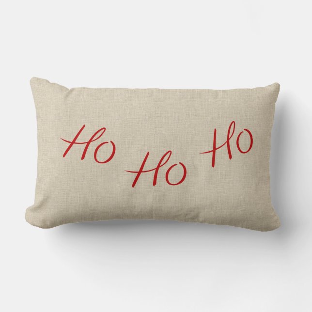 Ho Ho Ho coussin lombaire de toile de jute de Noël (Recto)