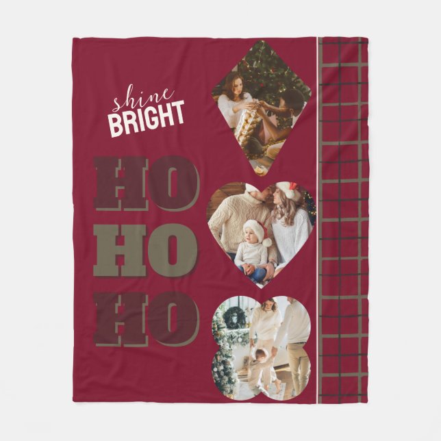HO HO HO Couverture polaire personnalisée (Devant)