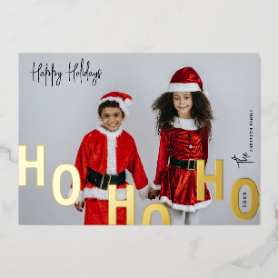 Ho Ho Ho Custom Photo Happy Holidays Christmas Foil Holiday Card