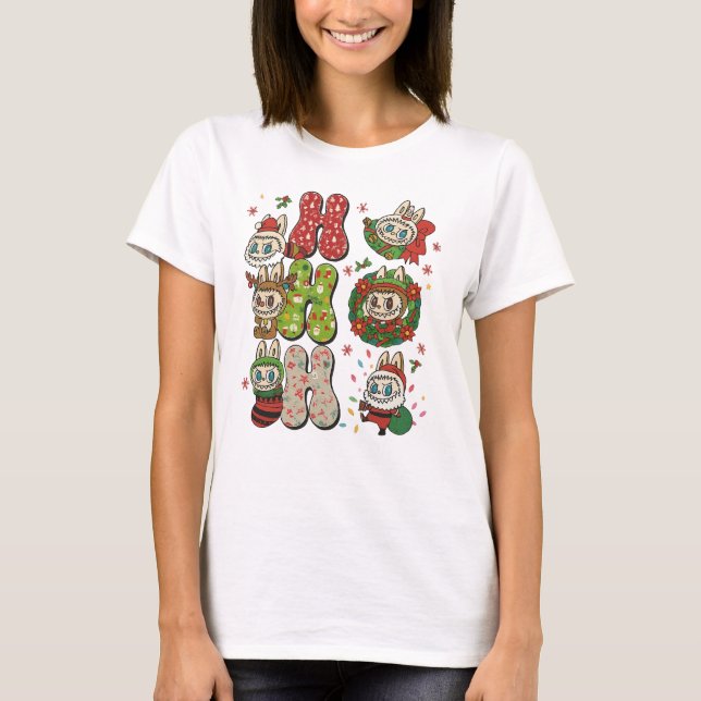Ho Ho Ho Cute Christmas Monster Characters Tee (Front)