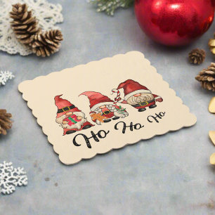 Ho Ho Ho ! Cute Nordic Gnomes Christmas Paper Coaster