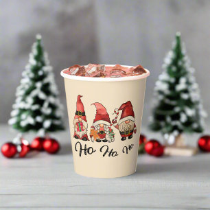 Ho Ho Ho ! Cute Nordic Gnomes Christmas Red  Paper Cups