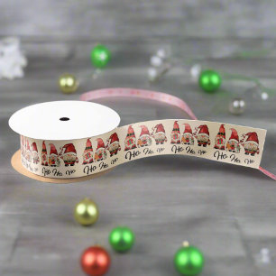 Ho Ho Ho ! Cute Nordic Gnomes Christmas Satin Ribbon