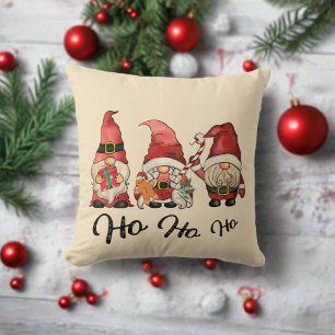 Ho Ho Ho ! Cute Nordic Gnomes Christmas  Throw Pillow