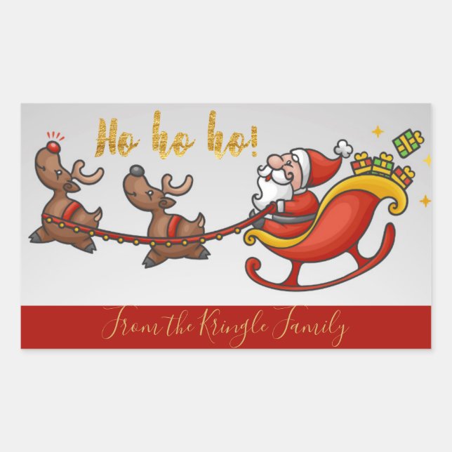 Ho Ho Ho Cute Santa Claus Personalized Christmas Sticker (Front)