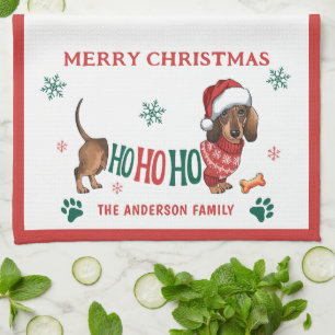 HO-HO-HO DACHSHUND CHRISTMAS KITCHEN TOWEL