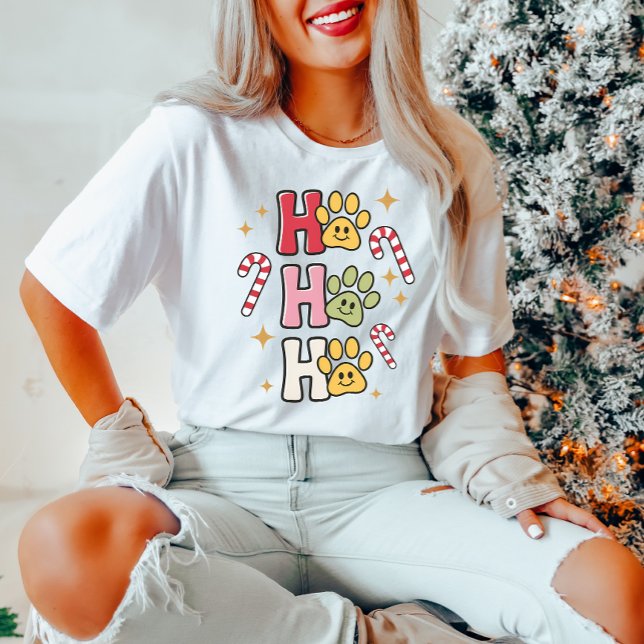 Ho Ho Ho Empreinte de patte T-shirt de Noël (Créateur téléchargé)