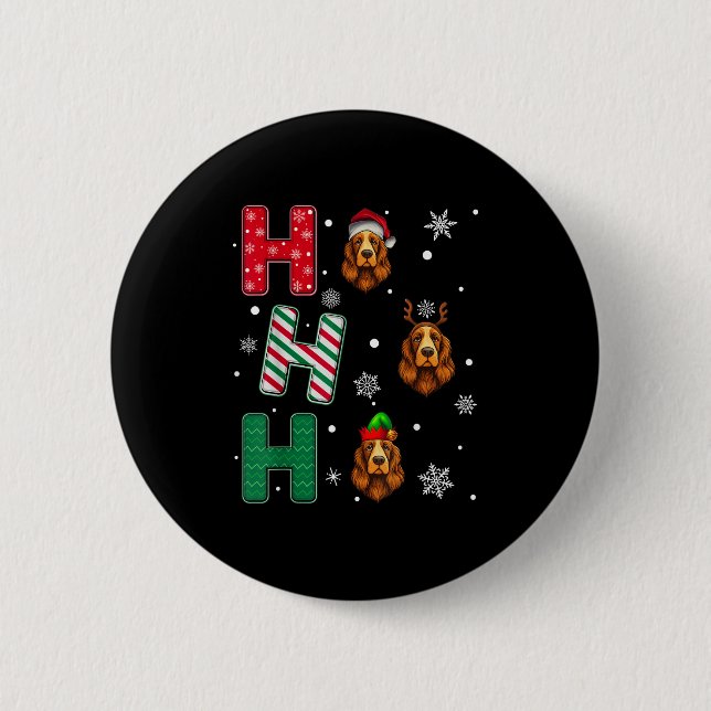 Ho Ho Ho Er Spaniel Dog Lover Christmas Santa Elf  2 Inch Round Button (Front)