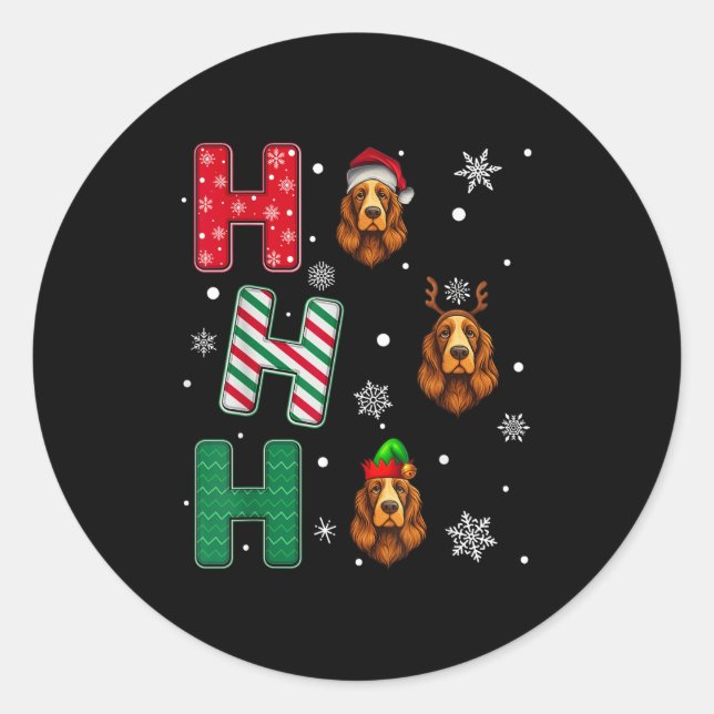Ho Ho Ho Er Spaniel Dog Lover Christmas Santa Elf  Classic Round Sticker (Front)