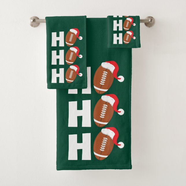 Ho Ho Ho Football | Funny Christmas Season Humour Bath Towel Set (Insitu)