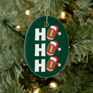 Ho Ho Ho Football   Funny Christmas Season Humour Ceramic Ornament