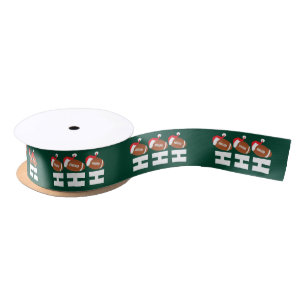 Ho Ho Ho Football   Funny Christmas Season Humour Satin Ribbon