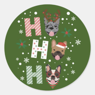 Ho Ho Ho French Bulldog Merry Christmas Classic Round Sticker