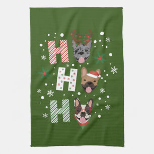 Ho Ho Ho French Bulldog Merry Christmas Kitchen Towel