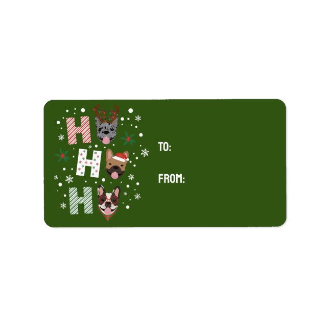 Ho Ho Ho French Bulldog Merry Christmas Label (Front)