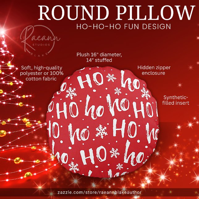 Ho-Ho-Ho Fun Noël Design Coussin rond (Créateur téléchargé)