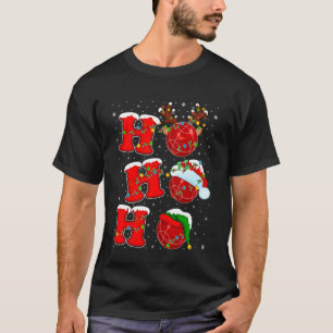 Ho Ho Ho Funny Santa Bocce Ball Christmas Lights T-Shirt