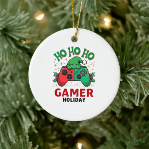 Ho Ho Ho Gamer Holiday Christmas Ornament Funny