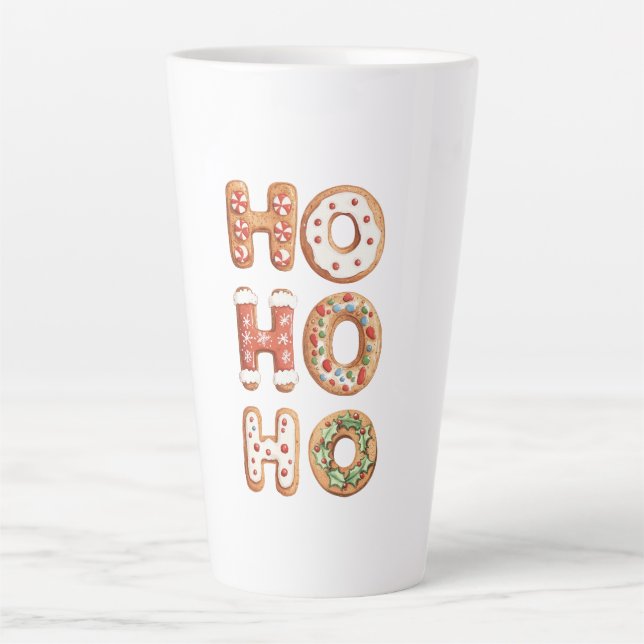 Ho Ho Ho Gingerbread Cookie Christmas Latte Mug (Front)