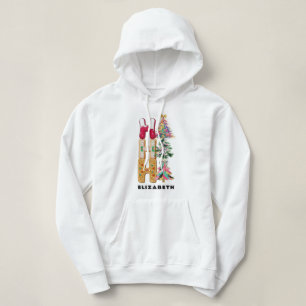 Ho Ho Ho Glitter Coquette Christmas Black & White Hoodie