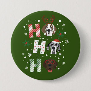 Ho Ho Ho Great Dane Merry Christmas 3 Inch Round Button